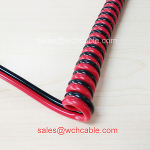 PUR Coated Twin Wires Curly Cord Black+Red